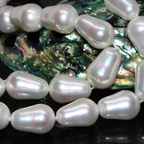 12*18mm hot sale elegant natural white shell pearl teardrop jewelry making fit for diy necklace women loose beads 15inch B2267