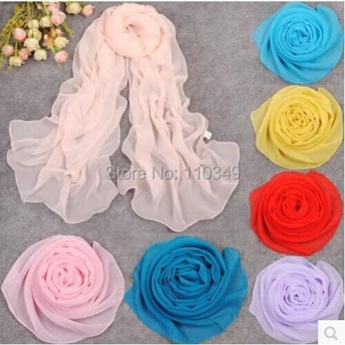 20 pieces/lot) chiffon georgette plain fashion muslim summer long scarf shawls CS001