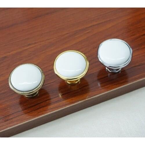 3 Colors Ceramic Knobs Drawer Knobs Handles Dresser Pull Knob Silver Gold Bronze Kitchen Cabinet Handle Furniture Hardware