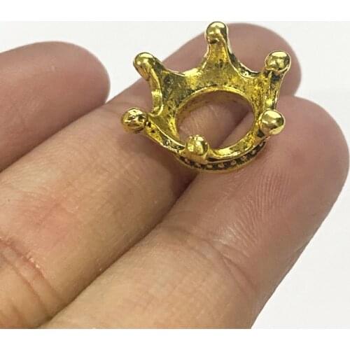 30pcs/lot Charms Mini Crown Shaped Antique Gold Silver Color Pendant Fit DIY Necklace Handmade Accessories Jewelry Wholesale