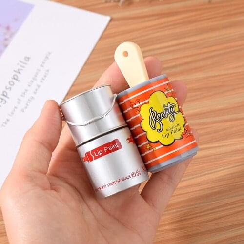 6pieces 8ml Cute Bucket Shaped Lip Glaze Lip Gloss Tubes Labial glair Lip Balm Refillable Bottle Plastic Lipstick Box Containers