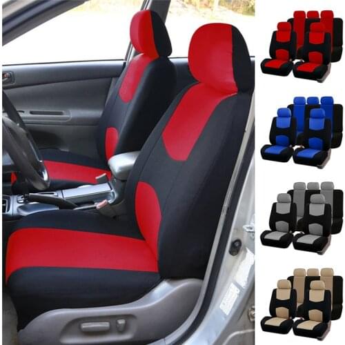 New 9Pcs Universal Car Seat Front Rear Head Rests Cover Full Seat Covers Set Comfortable Fashion Unique Washable Durable#296954