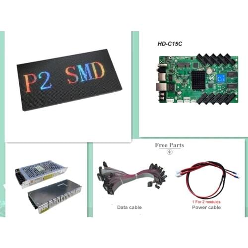 Free shipping DIY LED display 10 pcs P2 indoor Full Color LED Module (256*128mm)+RGB controller + power supply