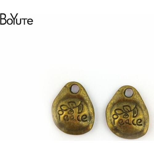 BoYuTe (50 Pieces/Lot) 12*16MM Antique Bronze Plated Alloy Peace Sign Charms Pendants for Bracelet Jewelry Making Diy Handmade
