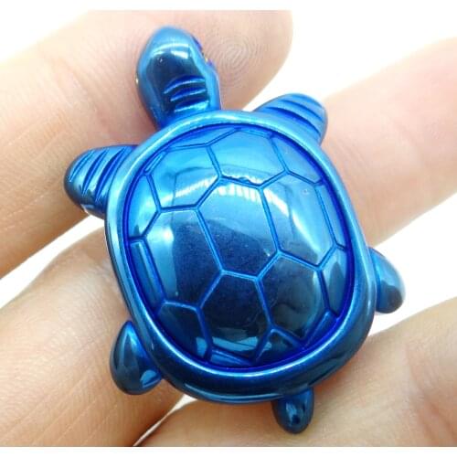 40 * 38mm Natural stone titanium hematite turtle gem pendant beads for diy jewelry making necklace for women men 1pcs