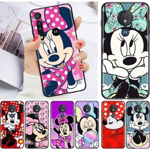 Disney Minnie Mouse Cute for Motorola G9 G8 G E7 E6 One Play Marco Hyper Fusion Stylus Power Edge Plus Black Phone Case