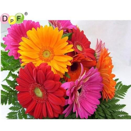 DPF DIY Flowers, green leaves 5D diamond embroidery home decor diamond mosaic full square diamond painting cross stitch crafts