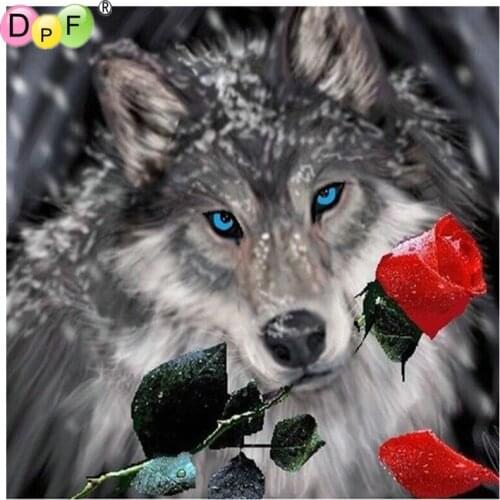 DPF DIY Rose Wolf Love 5D crafts diamond painting cross stitch needlework diamond mosaic square home decor diamond embroidery