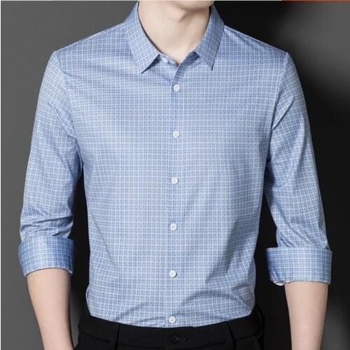 Formal shirts Silk shirt Men blouse Long sleeve Business Plus size Summer