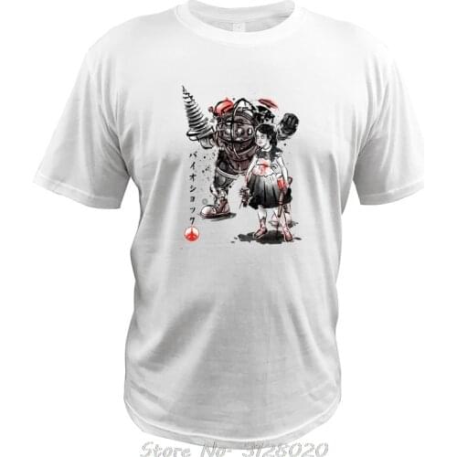 Bioshock T Shirt Big Daddy And Little Sister Sumi T-shirt High Quality Cotton Hipster Camisetas Men Tshirt Anime Tees Tops