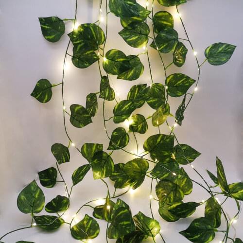 2.3m 30LEDs Leaf Ivy String Lights Vine Garland Wreath Hanging With lamp Fairy Light Home Wedding Christmas Garden Decoration