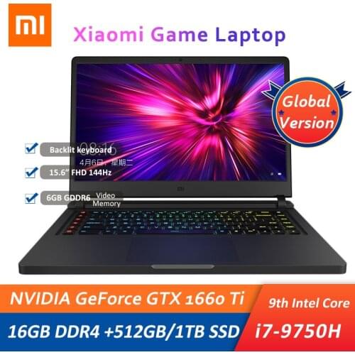 Xiaomi Mi Gaming Laptop 15.6 Inch GTX1660Ti i7-9750H 16G DDR4 1TB/512GB SSD Notebook 144HZ 72%NTSC Backlit Game Computer PC