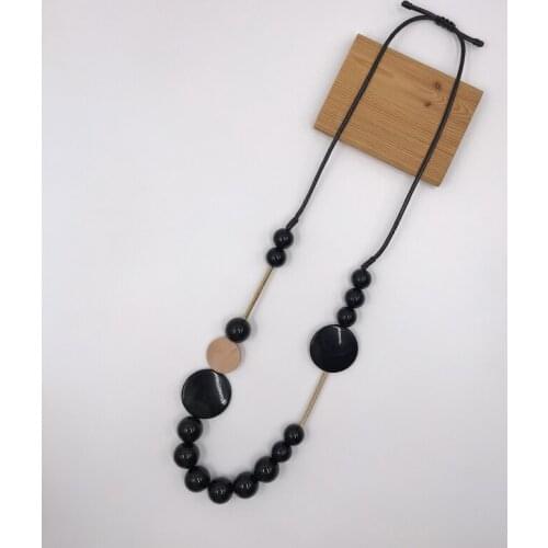 Kara&Kale Goth Fashion Jewelry Sweater Chain Long Necklace Vintage Charms Acrylic and Wood Beads Necklace for Women Accessories