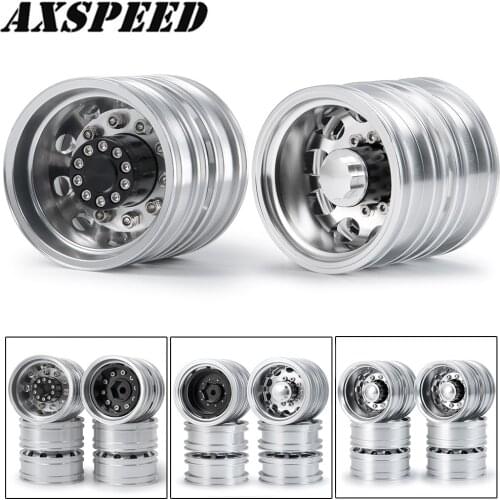AXSPEED Tamiya Rear Wheel Rim 10 Spokes Aluminum Alloy Rear Wheel Hub for 1:14 Tamiya Trailer Tractor Truck RC Car Wheels Parts
