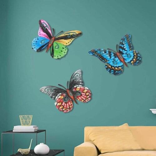 Metal 3d Butterfly Wall Hanging Art Decorations Home Garden Ornaments Scrolling Antennae With Hook For Easy Hanging