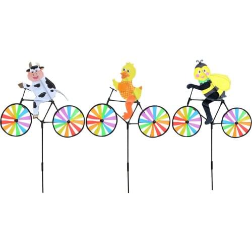 Cute 3D Animal on Bike Windmill Wind Spinner, Garden Yard Decor