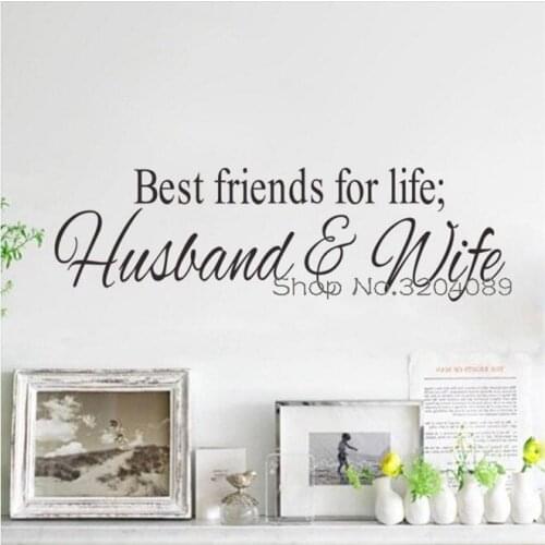 Best Friend Of Life Husband & Wife Wall Stickers Art Words Headboard Art Decals Vinyl Home Decoraation Living Room Murals YY508