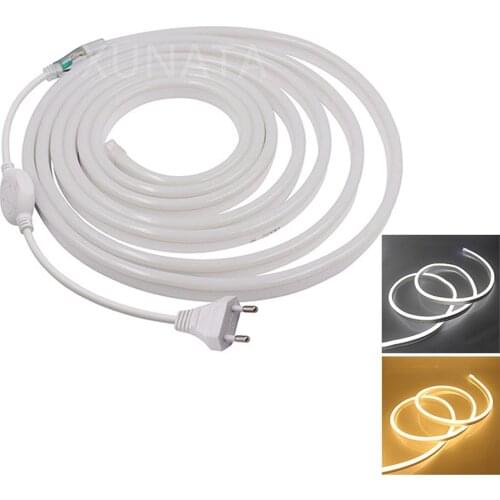 Neon Strip EU 220V Waterproof Outdoor Garden Lighting White/Warm White 2835 120LEDs/m Ribbon Tape Flexible LED Strip Night Lamp