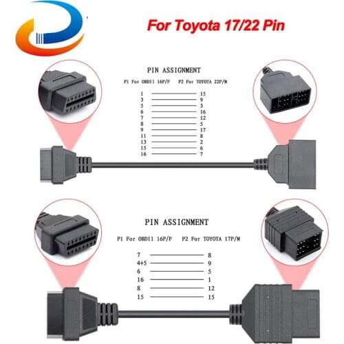 OBD to OBD2 16Pin Connector Adapter For Toyota 17/22 Pin For MINI VCI J2534 Tis Teachstream OBD 2 OBD2 Car Diagnostic Cable