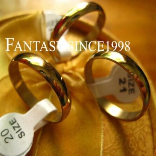 Wholesale 50pcs Gold 4MM women ring Wide Stainless Steel Rings Wedding Bands Jewelry dropshipping