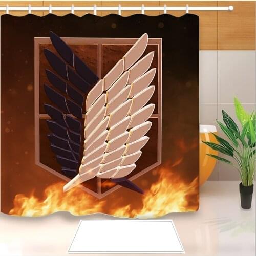 Popular Anime Attack On Titan 3D Print Shower Curtain Polyester Fabric Bathroom Curtain Waterproof Hook Bath Curtain