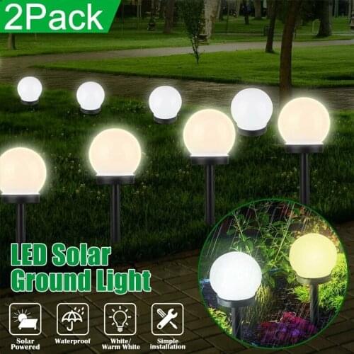 2Pcs Durable Solar Power Light LED Solar Power Outdoor Garden Path Yard Ball Light Lamp Lawn Road Patio Garden Road Ground Light