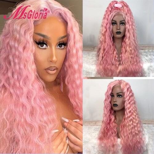 Transparent Lace 13x6 Lace Front Wig Deep Wave Pink Grey Blonde Lace Front Wig Human Hair Pre Plucked Remy Brazilian Hair Wigs