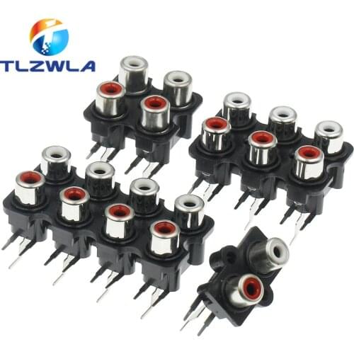 5Pcs 2/4/6 hole RCA Female Stereo audio Jack AV Audio input socket Connector Lotus row Amplifier Interface Signal connection