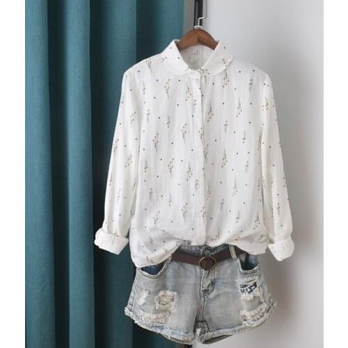 Lamtrip Peter Pan Collar Rustic Floral Print Long Sleeve Casual Shirt Blouse Vintage 2021 Autumn