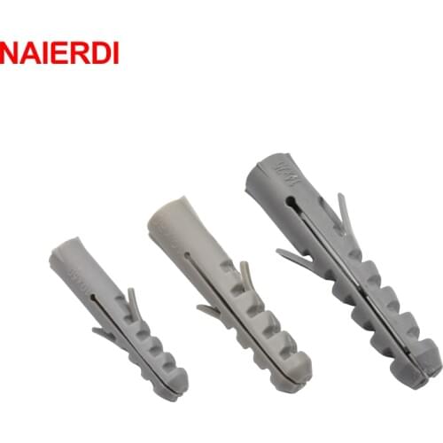 NAIERDI 50PCS 5-8mm Screws M5-M8 Rubber Expansion Pipe Flat Round Head Self-Tapping Screw Nylon Tube Wall Wood Hardware Tool