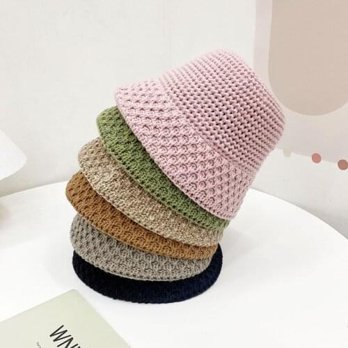 Doitbest women Warm knit Bucket hat fishing Hats Hand-woven hollow Female autumn winter Korean wool lady girls fisherman hat