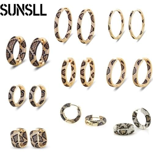 SUNSLL Leopard Earrings Mixed Color Full Zircon For Women Luxury серьги кольца Fashion Cobra CZ Party Jewelry серьги 2021 тренд
