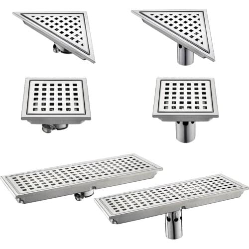 SUS 304 Shower Bathroom Anti-odor Floor Drain With Removable Gird Grate Cover
