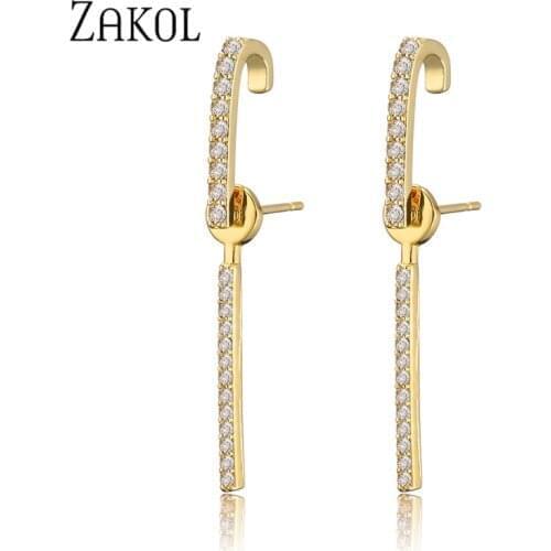 ZAKOL New Arrival Fashion Simple Mutilcolor Micro Inlay Cubic Zirconia Stud Earrings Removable Every Day Jewelry for Women
