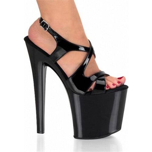 Hot Sales 2020 Summer Style Sexy Women Sandals PU Buckle Strap 20CM Thin High Heels waterproof fashion Dress Party shoes women