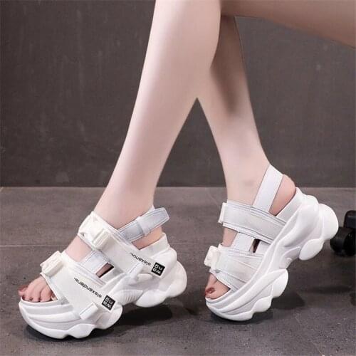 Rimocy Women Chunky Platform Sandals New Super High Heels Summer Beach Shoes Woman Thick Bottom Wedges Sandalias Black White