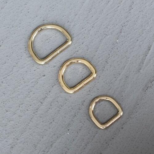 50 Pcs 15/20/25mm Gold Metal D Ring DIY Mountaineering Bag Dog Collar Leash Belt Sewing Knapsack Garment Pursestraps Clip Clasp