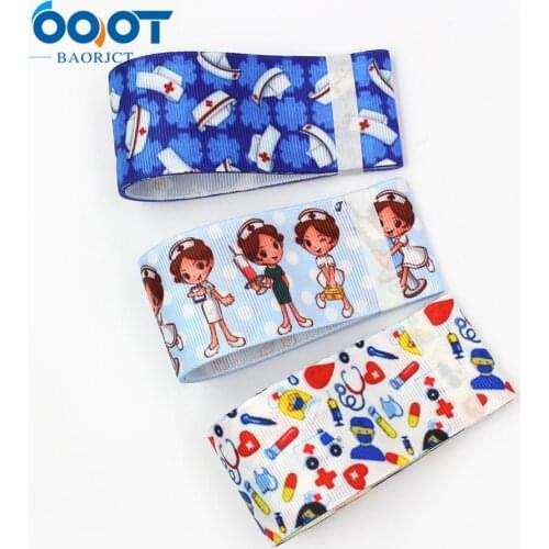 1-1/2''" 5yards Nurse doctor printing Grosgrain Ribbons DIY Handmade Child Bow Wedding Decoration Gift Wrap MaterialL-20620-590
