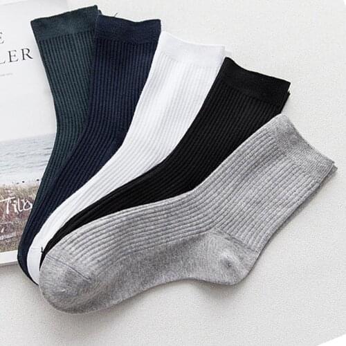 1 Pairs High Quality Autumn Winter New Mens Double-needle Striped Cotton Tube Cotton Mens Socks Business Casual Socks