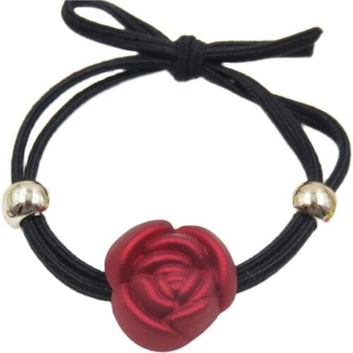 1PCS Creativity Red Rose Elastic Hair Bands Toy For Girl Handmade Bow Headband Scrunchy Kids Hair Accessories For Women 2018