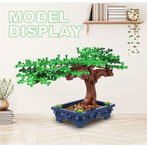 2021NEW MOC Bonsai Tree Green Bush Flower Grass Plant Model Ornament Building Blocks Brick DIY Assembly Educational Toy for Gift