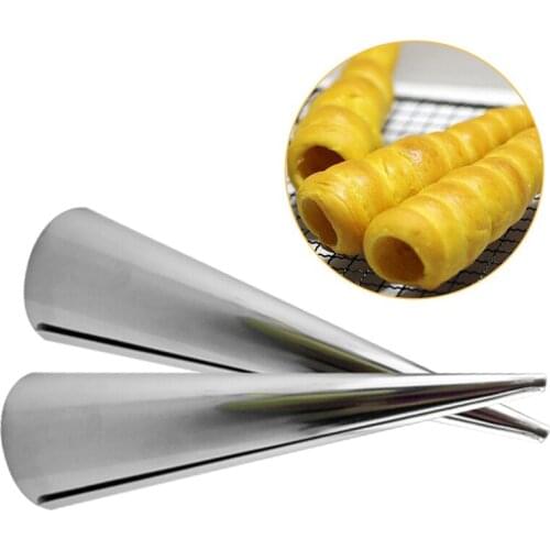 3Pcs/Set Kitchen Stainless Steel Conical Tube Cone Roll Moulds Spiral Croissants Molds Egg Roll Cookie Dessert Tools Baking Tool