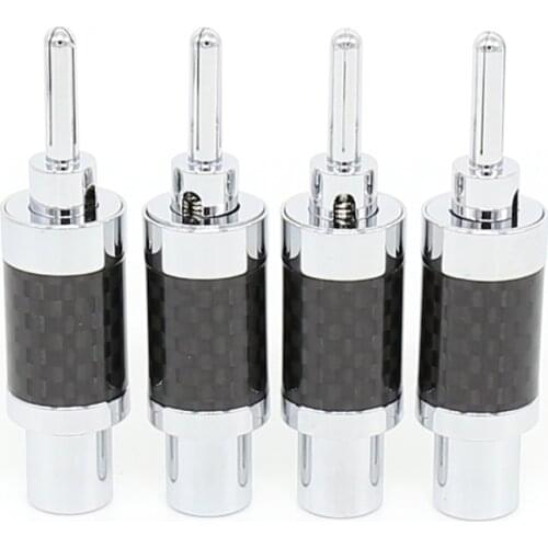 4pcs hifi auido banana plug amplifier Carbon Fiber Rhodium tellurium speaker Banana connectors plug