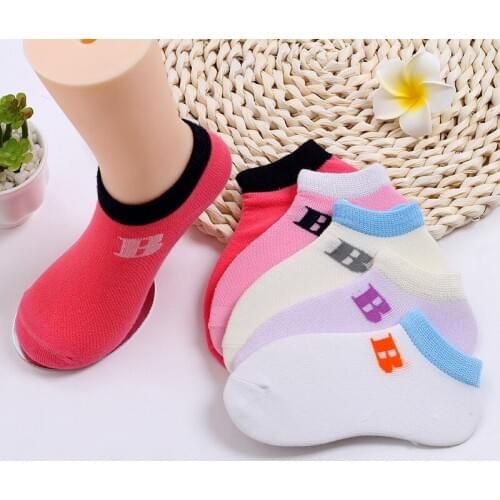 5Pcs Boys Girls Sports Socks Cartoon Children Socks Full Cotton Baby Shallow Mouth Socks Kids Invisible Boat Sock For Baby 1-10T