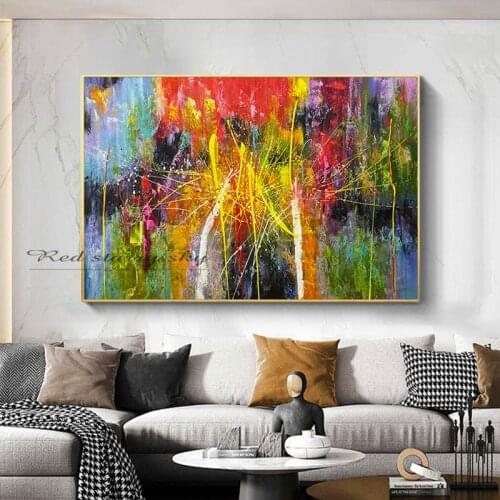Abstract oil painting on canvas Handmade Modern Bright Color abstract painting colorful landscape Picture Home Wall Hotel decor