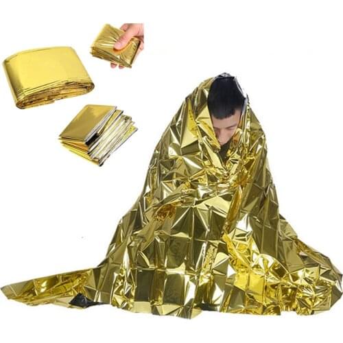 160*210CM Emergency Blanket Outdoor Survive First Aid Rescue Kit Windproof Waterproof Foil Thermal Blanket for Camping Hiking