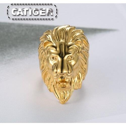 Free Shipping Punk 316L Stainless Steel Golden Plated Lion Head Fashion Top Quality Ring Jewelry