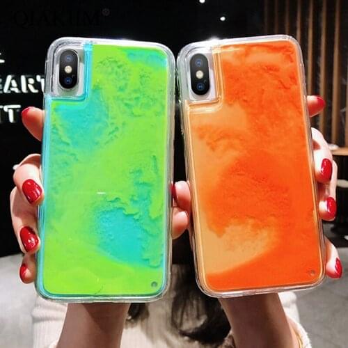 Luminous Dynamic Liquid Quicksand Case For iPhone XS 11 Pro MAX X XR 6 6s 7 8 Plus Cover Flash glowing Hard PC Phone Cases Capa