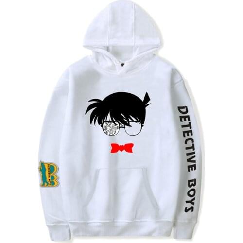 Detective Conan Hoodies Men Women Autumn Sweatshirts Fashion Hooded print Detective Conan white Hoodies boys girls pullovers