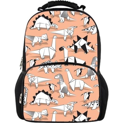 Customized Dinosaur School Bags Dino Origami Travel Backpack for Boys Girls Pack Wholesale Men Women 2020 Free Dropshipping